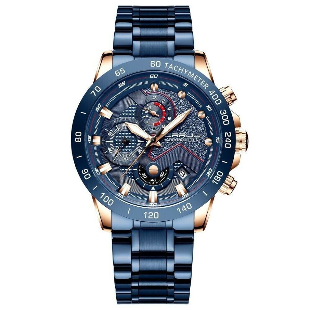 CRRJU Multi-function six-needle stainless steel men's watch